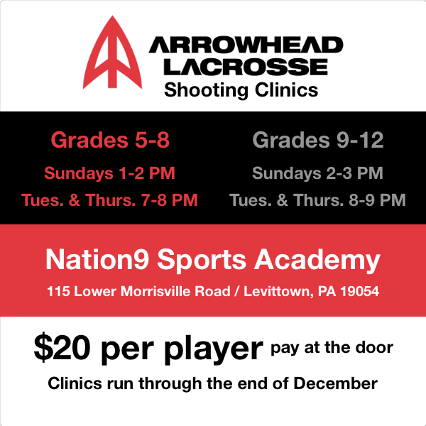 arrowheadlax's tweet photo. Indoor shooting clinics @nation9sports for boys in grade 5-12 every Tuesday, Thursday and Sunday. Details and discount packages available at https://t.co/KA0oXoTfVm. https://t.co/tH4ijmBcjv