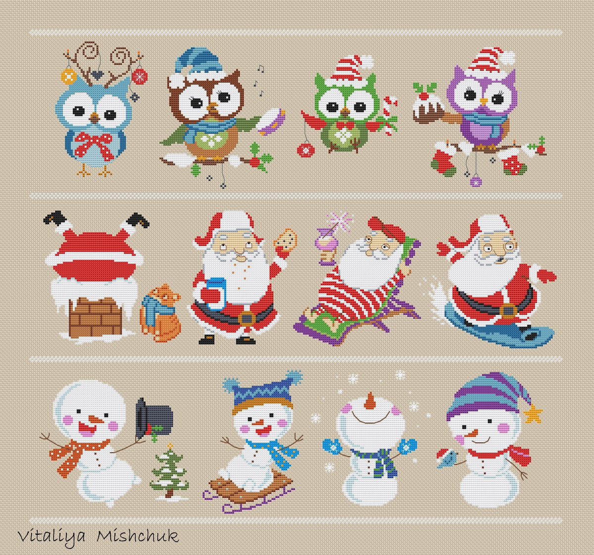 Today is my new Christmas design for you.❄️🎄☃️
 You can sew them together, swap them, and also sew each pattern individually.
Perfect for decorating Christmas and New Year toys and items.
You can now buy 20% off 
etsy.com/shop/CrossStit…