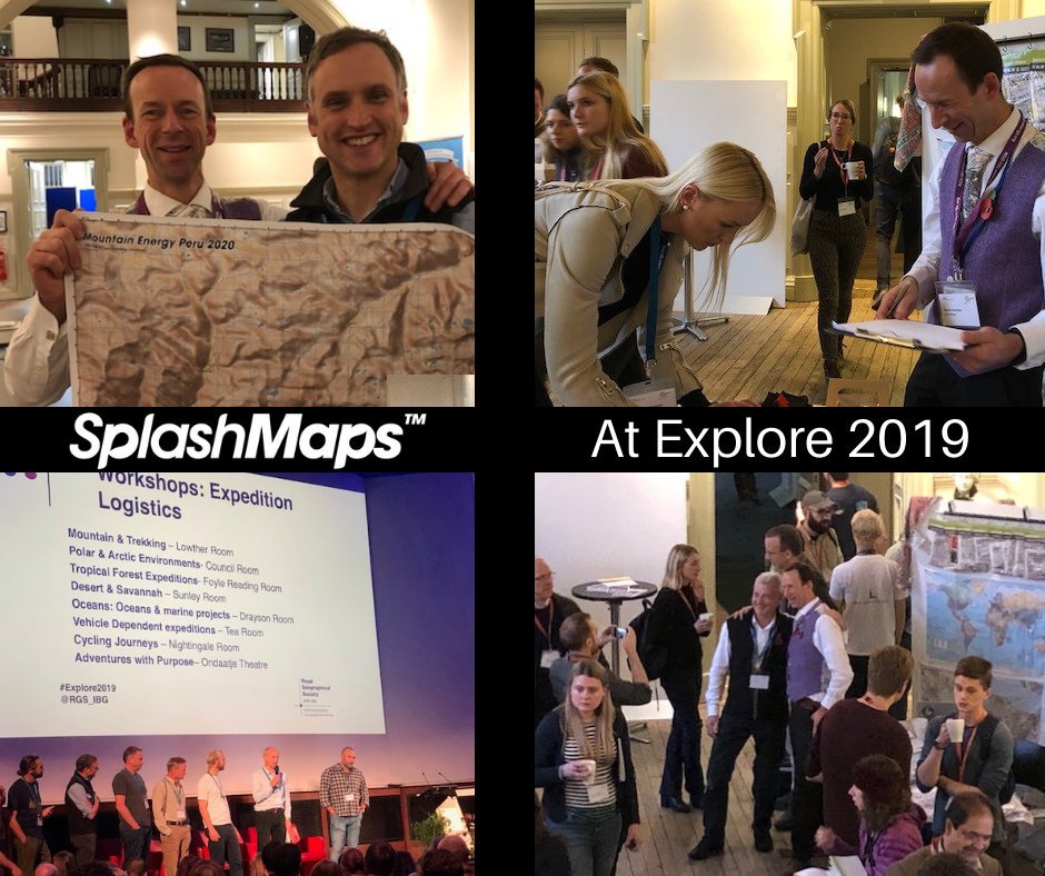 splashmaps's tweet photo. What a weekend! Inspiration AND practical tips from top explorers at #Explore2019. Recommend it to all planning a serious challenge, journey or  expedition - see you next year @RGS_IBG @mountainenergy @Paul_Rose @EcoSwell_ @Antarctic_ALE @A_Pindar @TheRMAdventures https://t.co/lxHkC5ORT3