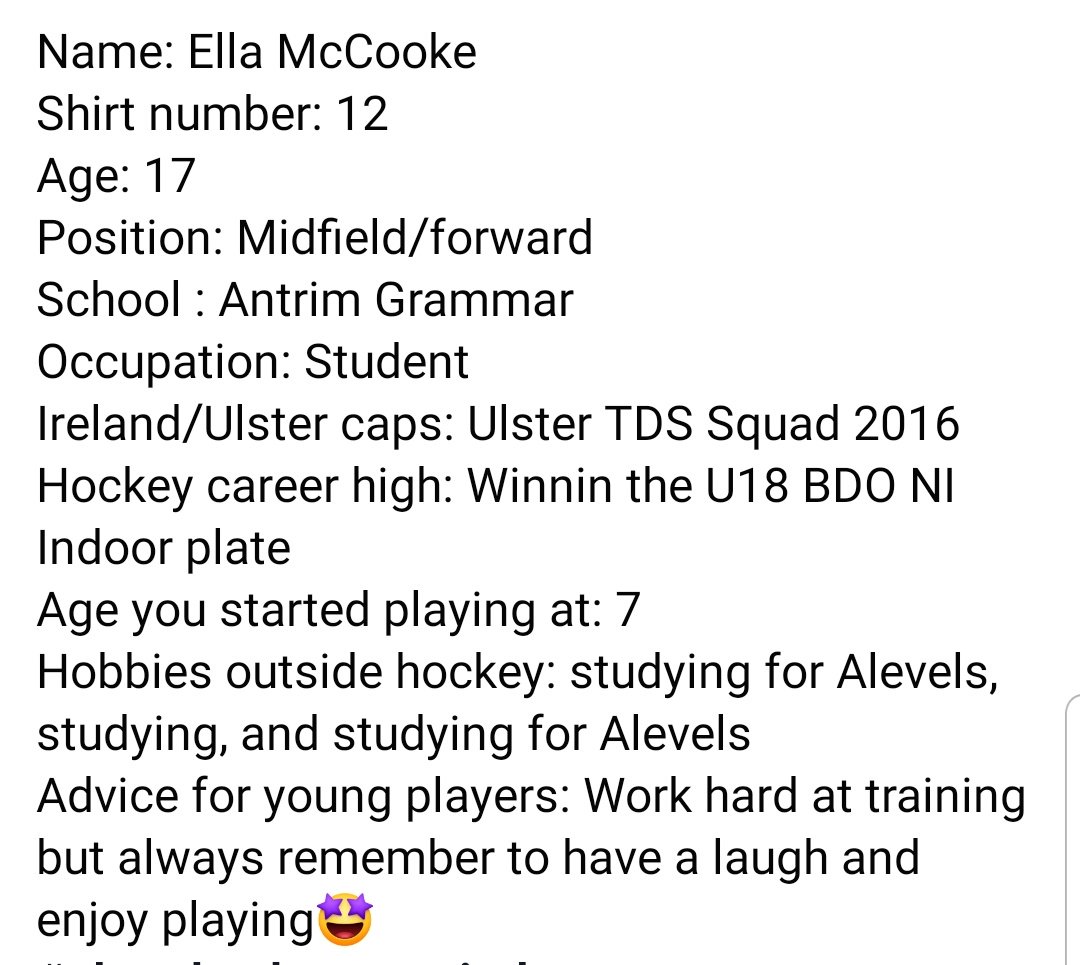 Player Profiles: Ella McCooke #12 #BleedGreen #OurClub #UlsterHockey #TownGirls💚💚💚