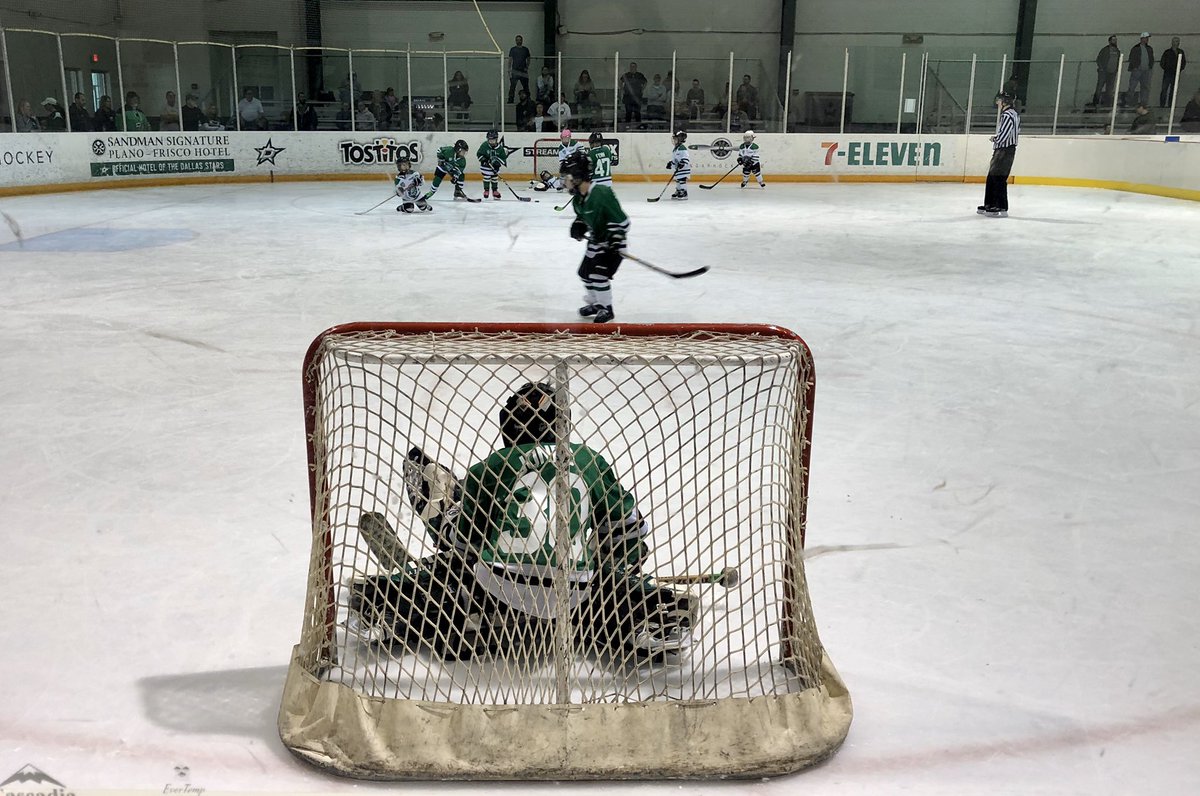 GWemhoner's tweet photo. Oh my squishy heart!! 💚 Mason played Goalie today for the first time and did AH-MAZ-ING!!  They won with a shut out! Stick taps to the whole team for the offensive and defensive support! Everyone played great today!! #stars #goalie #shutout #teamwork #bishishishero https://t.co/1AH9eeKrJ4