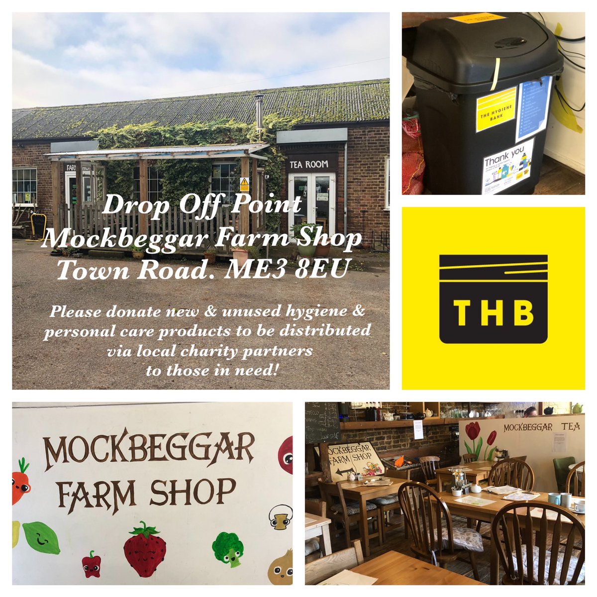 THBMedway's tweet image. First drop off - Mockbeggar Farm Shop, Town Road, ME3 8RU! Get behind them as a community and stop by with your donations and whilst you are there treat yourself to a slice of cake 🍰 This is just the start! #hygienepoverty #givelocalhelplocal #endhygienepoverty #community