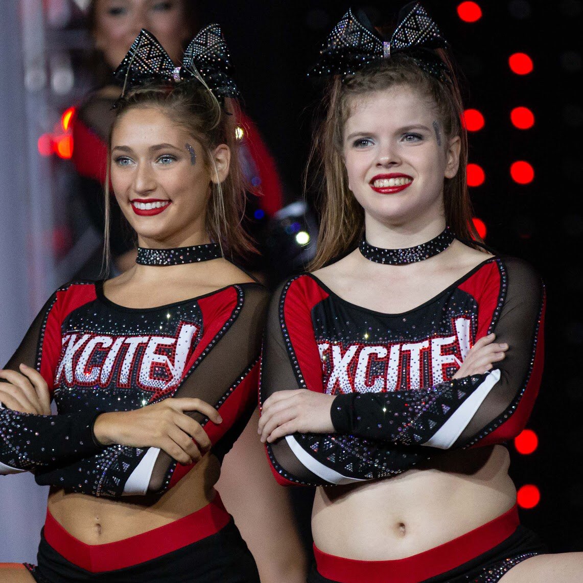 VarsityAllStar's tweet photo. There’s nothing better than an EXCITE(ing) day on the competition floor with your teammates! ❤️ #NCAcompetition #theworkisworthit https://t.co/FTvOqqH2xv