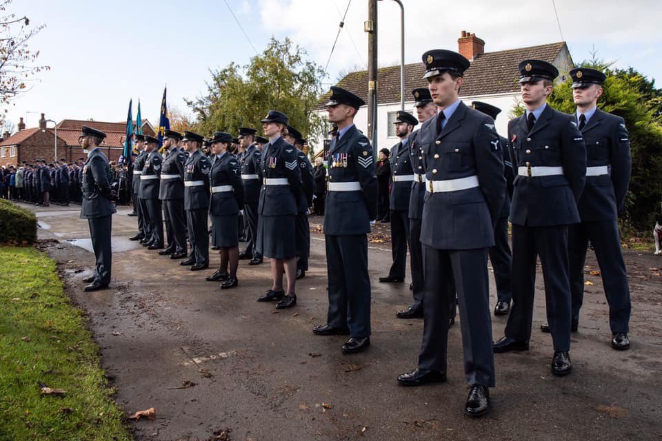 greenlynchy's tweet photo. Doing my duty leading a #remambrance parade in Coningsby today. Immensely proud of the #RAF personnel and community in what was a poignant and fitting mark of #Respect #LestWeForget #WeWillRememberThem #poppy https://t.co/SOVBFeqaFy