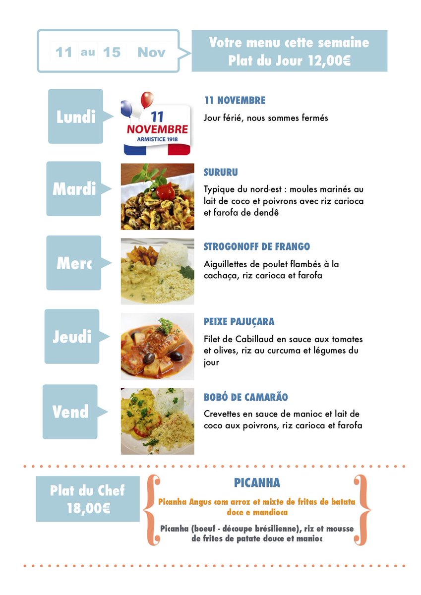 MilocaGourmand's tweet photo. Menu de la semaine prochaine chez Miloca.
Avec nos bons petits plats pour vous faire plaisir! 

Très bonne semaine à tous !!! https://t.co/kHGaNnGEtZ