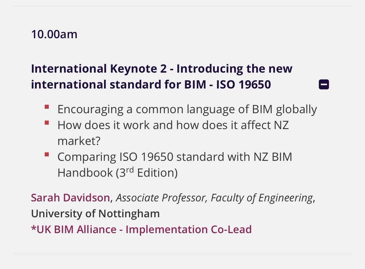 <a href="/SarahDUoN/">Sarah Davidson</a> is representing @UKBIMAlliance &amp; delivering an international keynote on #ISO19650 at the Digital Innovation &amp; Delivery to Improve Construction Productivity | Conference right now in NZ conferenz.co.nz/events/digital…