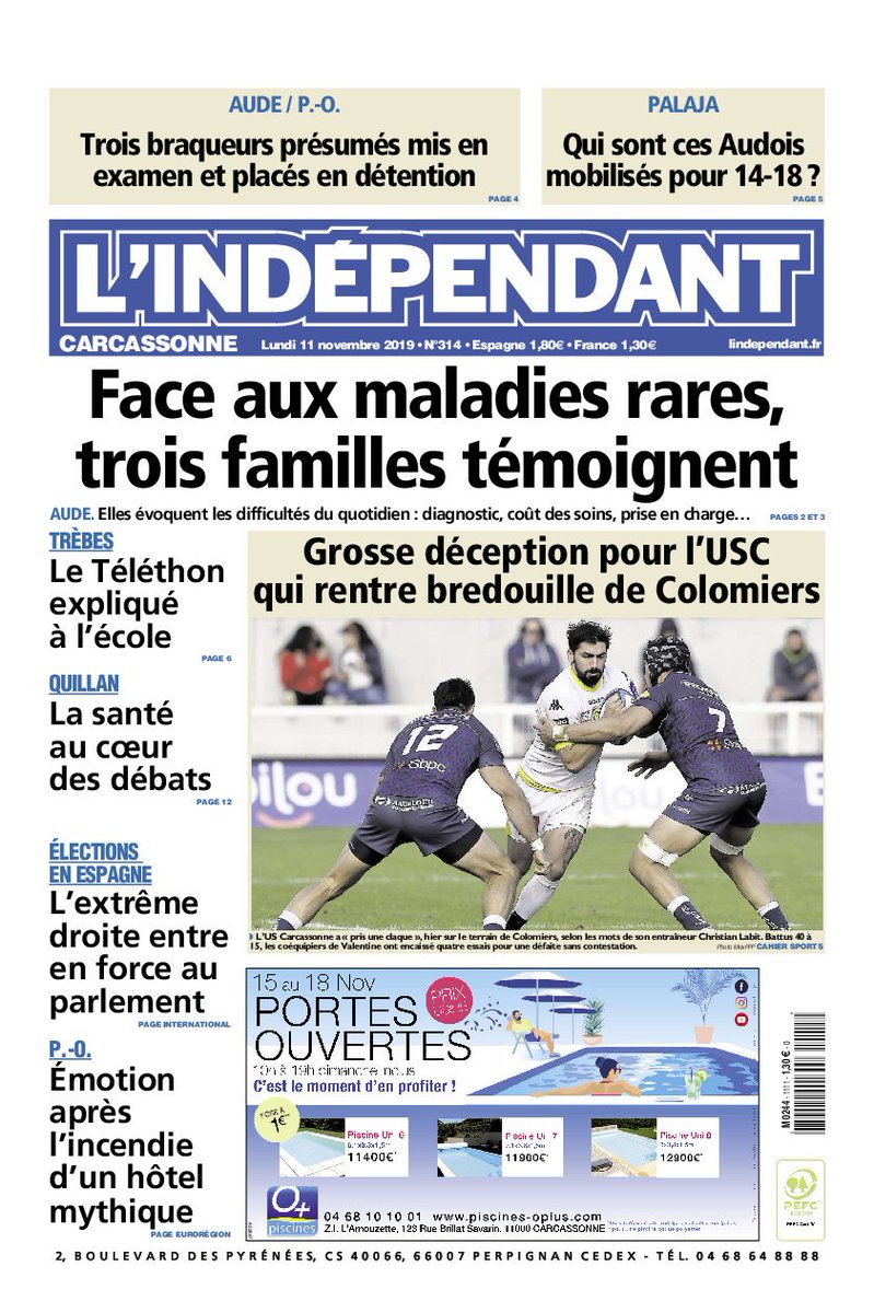 lindependant's tweet image. Bonsoir à tous, voici les "unes" des trois éditions de L'Indépendant à retrouver en kiosque ce lundi 11 novembre.