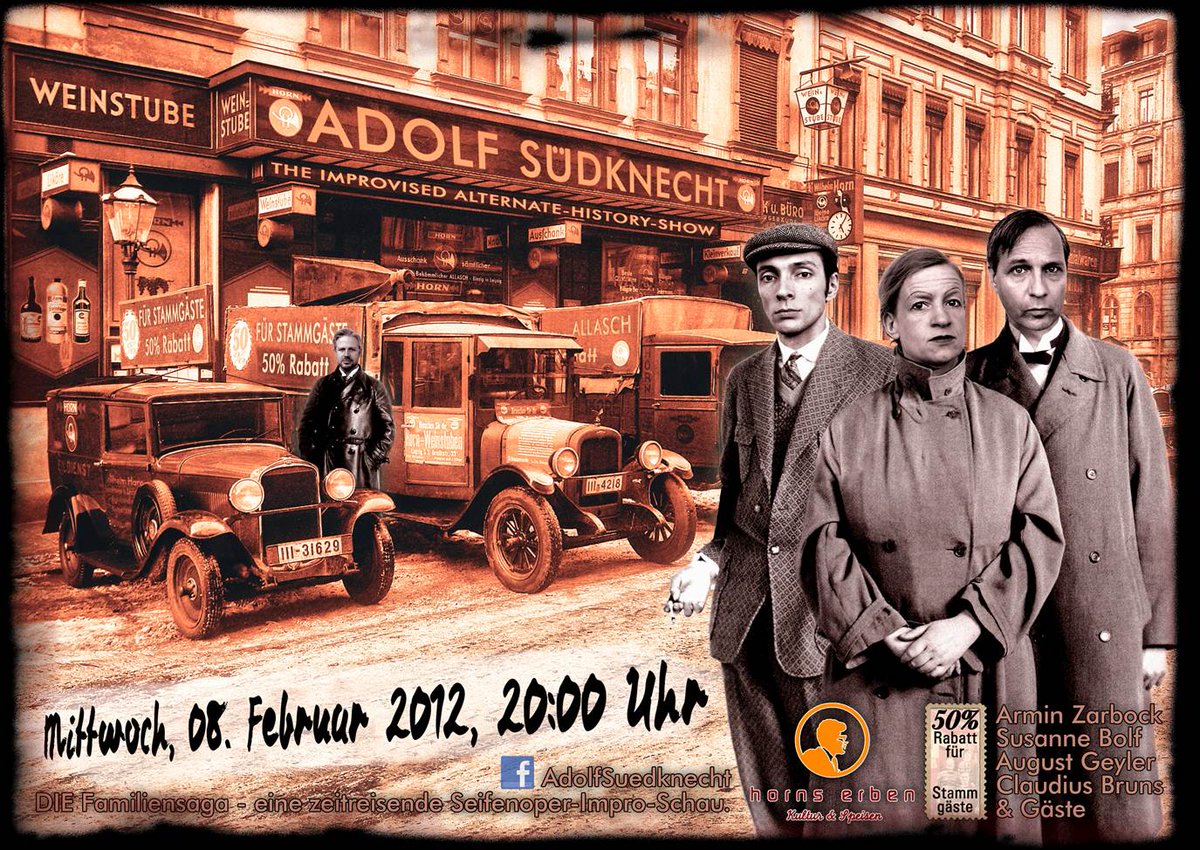 DIE SEIFENOPER-IMPROSCHAU Staffel I | Folge 1 »anno 1920: Die neue Zeit« vom 8. Feb 2012 — mit der Pilotfolge vor 7 Jahren fing alles an.
→ Am 9. Dez. feiern wir die 75. Folge mit einem Spezial im @WERK_2_Leipzig und zeigen Euch bis dahin eine Rückblick #südknecht75 #hornserben