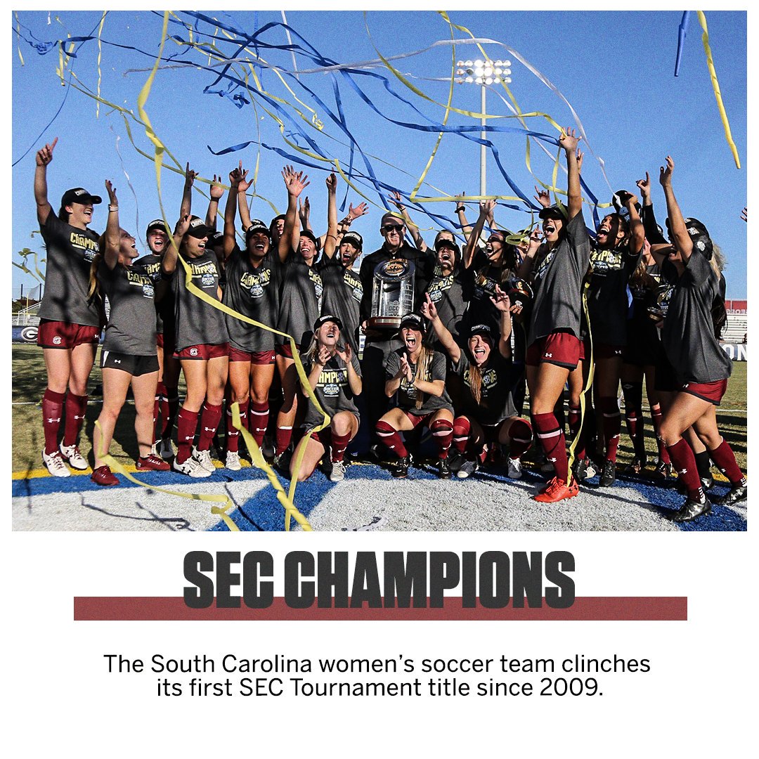 SECNetwork's tweet photo. HOW 'BOUT THEM GAMECOCKS! 

@GamecockWSoccer wins the 2019 @SEC Women's Soccer Tournament! ⚽️🏆 https://t.co/TwArDMtuJE