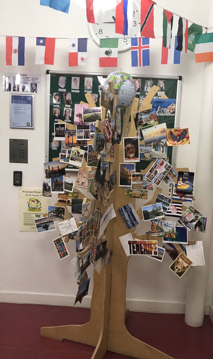 WTyndalePrimary's tweet photo. Thank you to everyone who sent #postcards 📮✉️ 📝 to school in the #holidays and to our great #Postman! Part of #WonderfulWorldWeek 🌎🗺🌍 @OutdoorClassDay @RoyalMail @PostOffice @TheWorldsLesson @Artsmarkaward @The_GA #world #flags #Geography #Art #literacy #writers #Islington https://t.co/rovTd7ZoZd