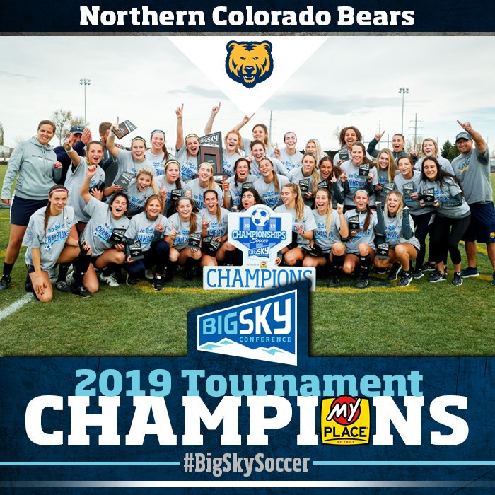 BigSky_Soccer's tweet photo. CONGRATULATIONS @UNC_BearsSoccer, 2019 #BigSkySoccer CHAMPIONS!!!

The Bears earn the league's automatic bid to the @NCAASoccer Tournament for the second time in program history (2015)! https://t.co/pVSvIiKh0C