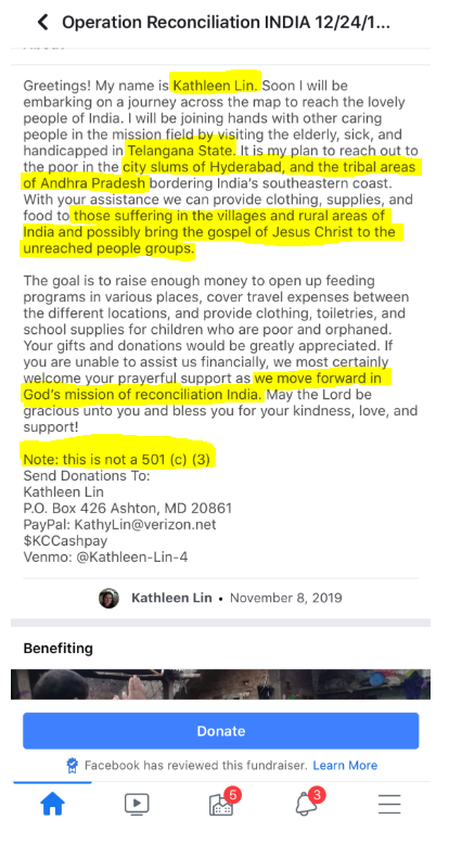 IndusLens's tweet photo. Evangelist Kathleen Lin is travelling to India to various places in Telangana &amp; Andra this Christmas for converting the vulnerable poor &amp; tribal. As per our information she is travelling on tourist visa for converting people. @MEAIndia @IndianDiplomacy why do you allow this? https://t.co/tZOnY6fzDa