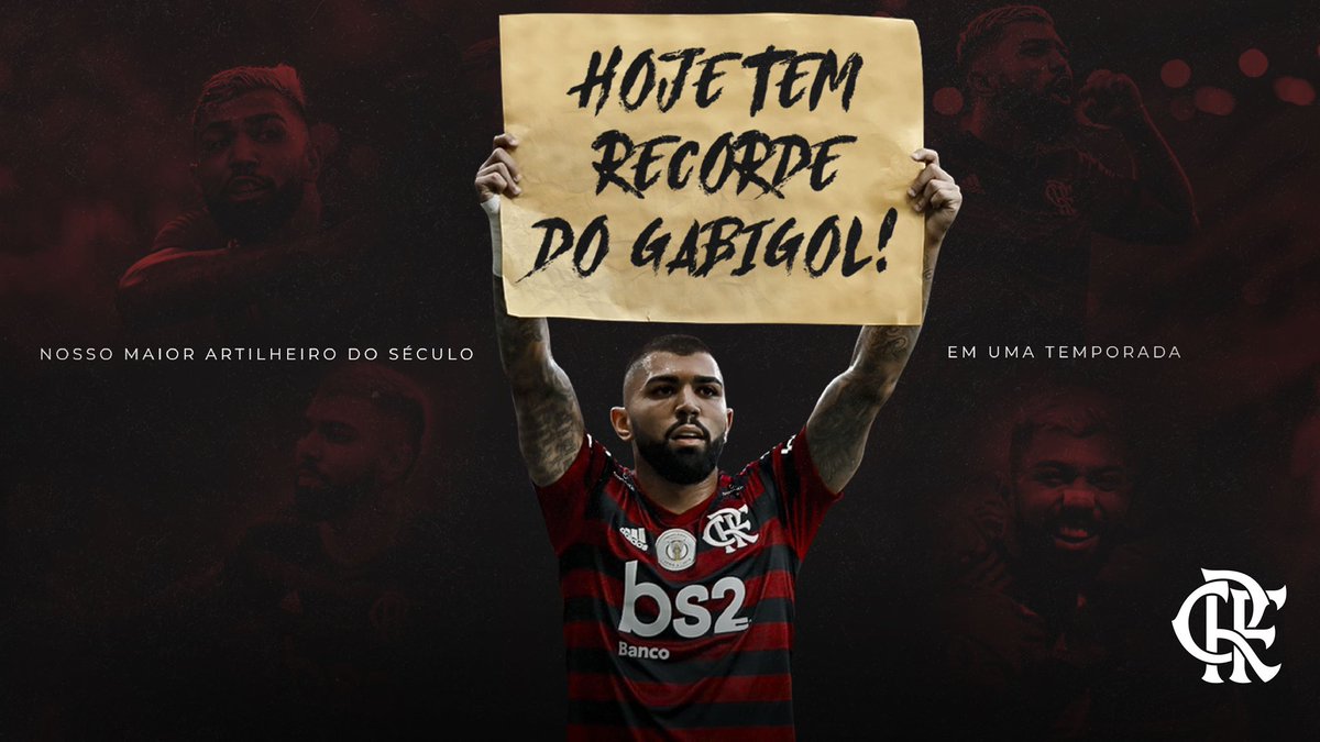 Flamengo's tweet image. HISTÓRICO! Hoje teve gol do Gabigol e recorde também! Nosso atacante balançou a rede 37 vezes em 2019 e se tornou o maior artilheiro do Mengão no século em uma só temporada. #VoltaPorCima