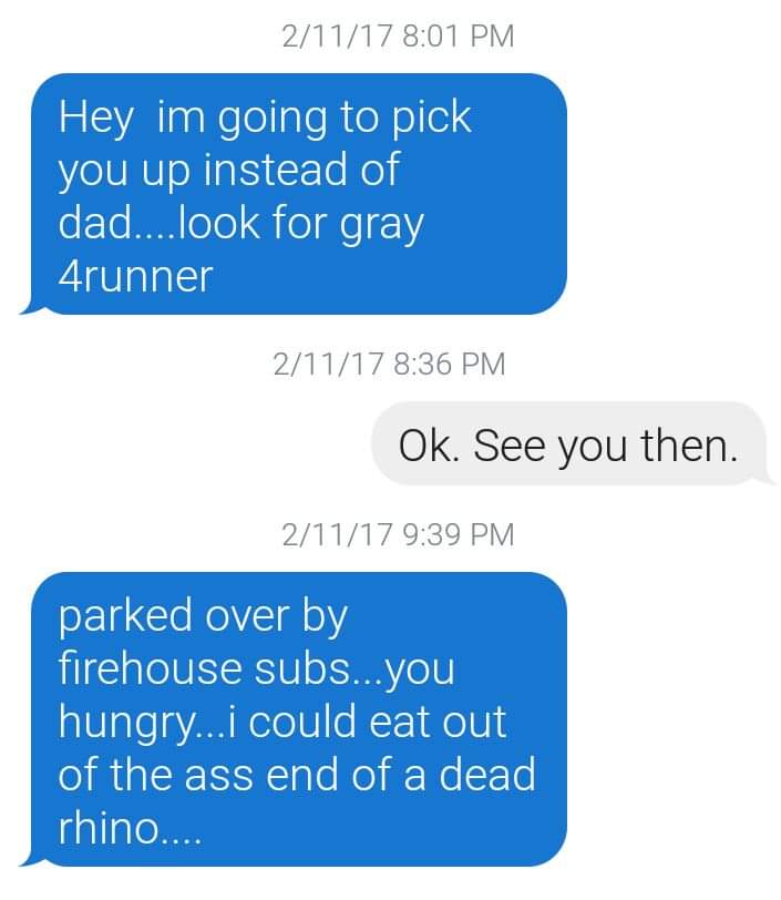 dannydinosaur's tweet image. Old text I found of my brother quoting Gary Busey in #PointBreak.

#UtahGetMeTwo