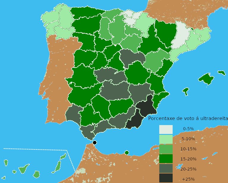 lavesedo's tweet photo. Galiza, Euskal Herria e Catalunya resisten -nalgún lugar mellor do que noutros :P - o neofascismo.
O de Murcia, Ceuta, Almería, etc. dá medo https://t.co/acTKpa2VtI
