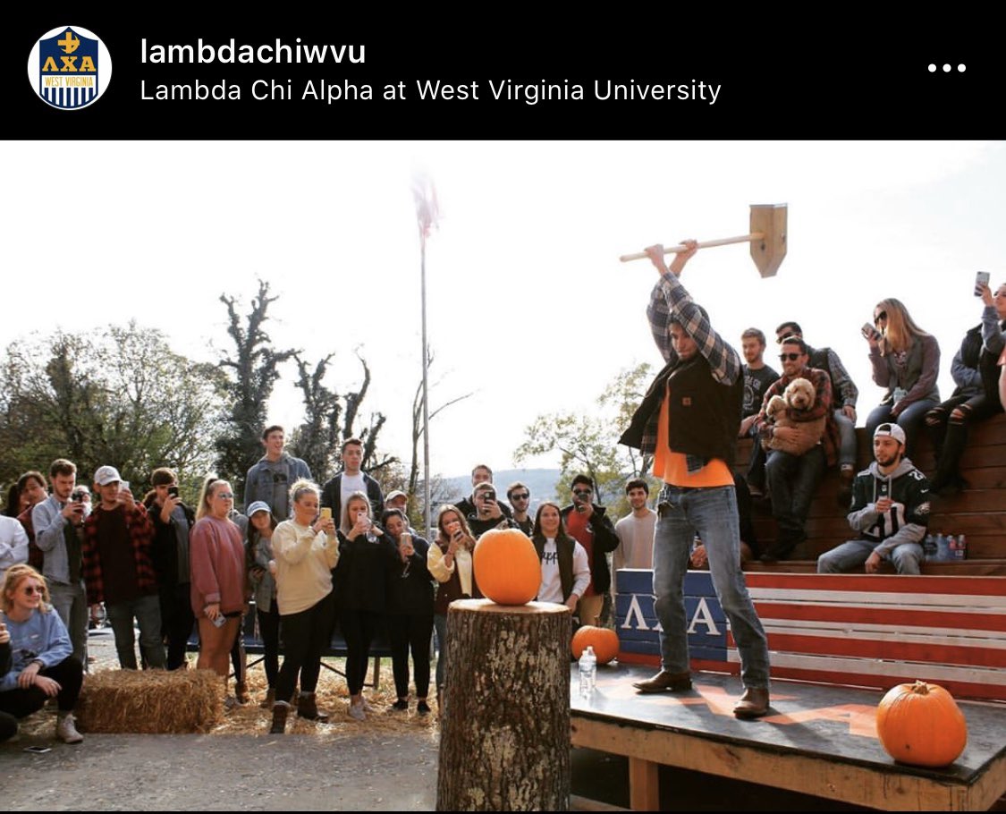 WVUGreekLife's tweet photo. Today, @lambdachiwvu hosted their inaugural Pumpkin Bust philanthropy to benefit Pantry Plus More in Morgantown. They were able to raise over 700 canned goods and donated $1250 to PPM’s operational fund! This chapter lives their @LambdaChiAlpha &amp; @WestVirginiaU values! #WVUGreeks https://t.co/2sk20zC3Bi