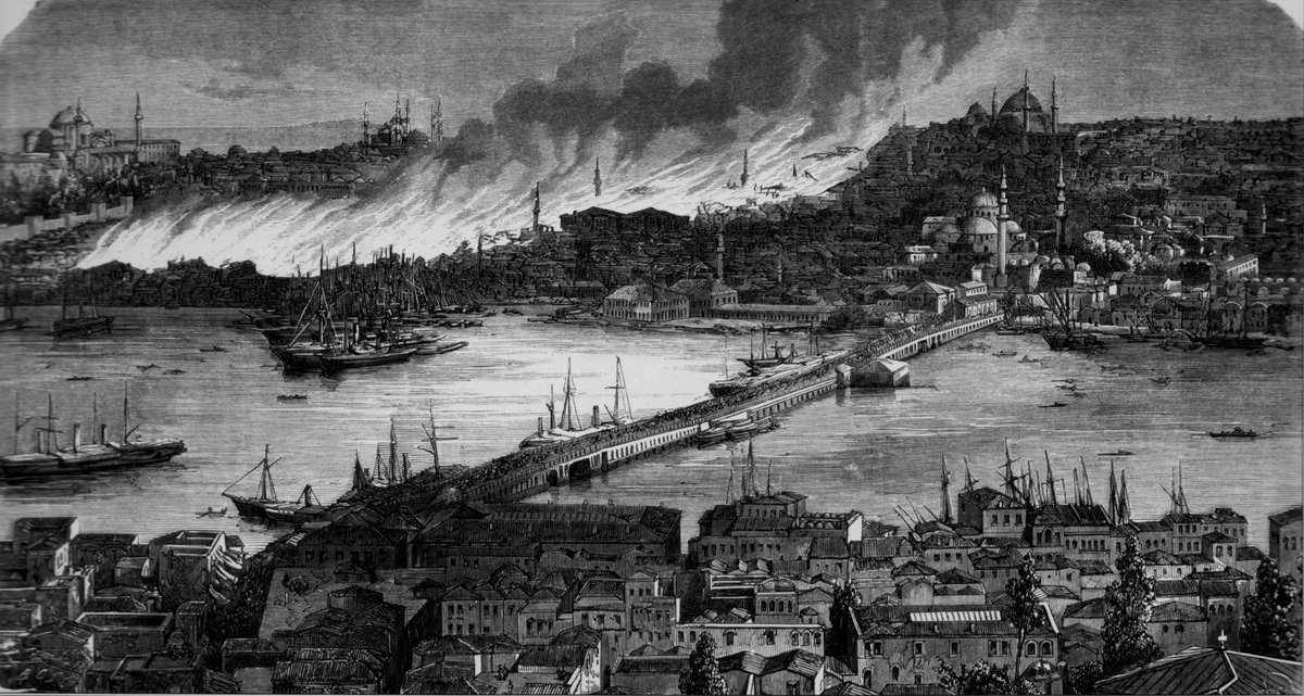  L’Illustration’un 28 Ekim 1865 sayısında Hocapaşa Yangını gravürü. Yangında 27 mahallede 2000 kadar bina tahrip olmuş 
