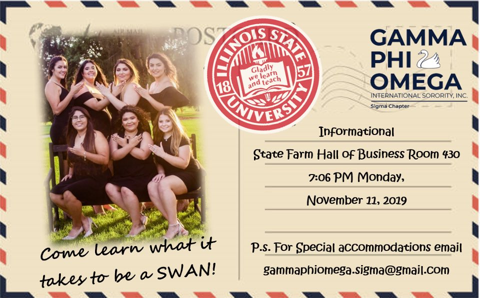 isu_gphio's tweet photo. Tomorrow! Come learn about the most Gorgeous, Prestigious, &amp; Original Sorority! ✨🦢 https://t.co/BHyCerx17t