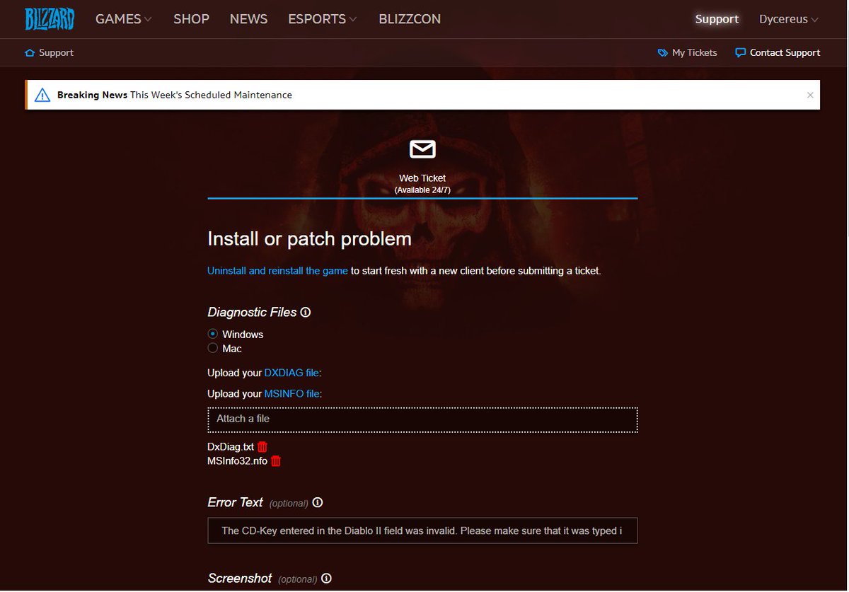 BNesjan's tweet photo. @BlizzardCS I have all the info in but when i submit the page scrolls up the top and it says this. https://t.co/c0kg1FuTm6