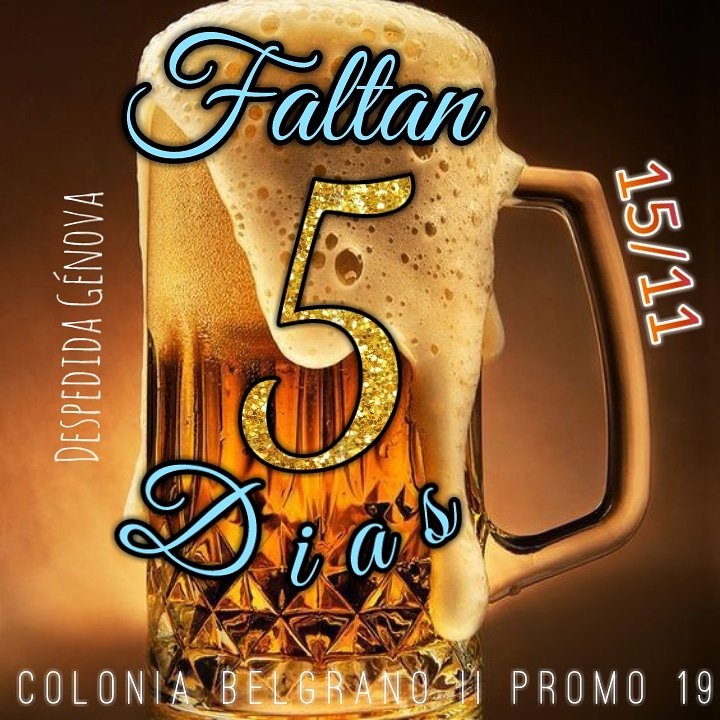 BelgranoGenova's tweet photo. ➡ 🖐 D I A S ⬅ 
Y nos vamoooosssss😳😩 Pero nos despedimos con TODDDDO💁🏻🎉 Una noche que no te podés perder ✨
🍻PROMOS EN CERVEZA DURANTE ||T O D A|| la noche🍻 Las mejores 💃🏻cumbias y cuartetos🕺🏼 para bailar hasta el amanecer🌅🙌🏼 El 15 de Noviembre es de @genova.belgrano 💣 https://t.co/lHUN0fCogO