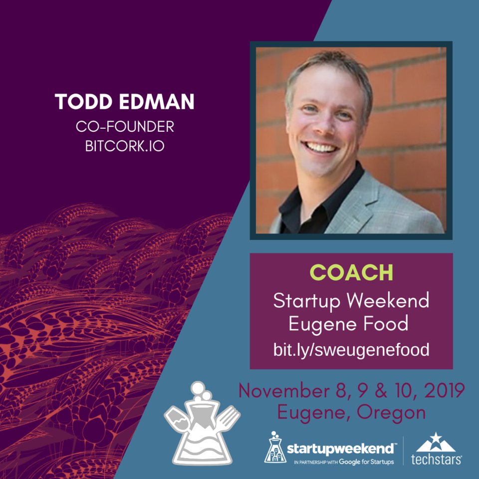 Todd Edman has founded a wine delivery business, @bitcork, among other ventures, and he's coaching our participants this weekend. Thank you Todd!