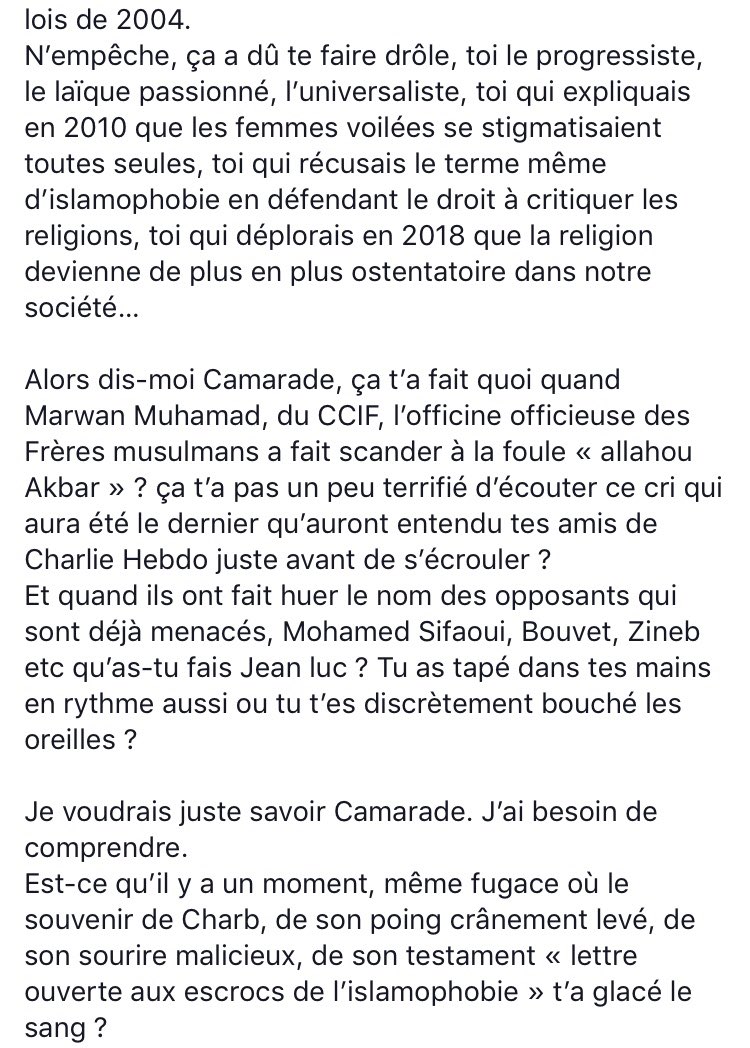 thesecondEnzo's tweet photo. Incroyable texte de Nathalie Bianco qui évoque avec douleur et justesse la trahison de Jean-Luc Mélenchon aujourd’hui, ce 10 novembre 2019.
 
https://t.co/Zz6MhNG2Wq

#ManifDeLaHonte https://t.co/SETkLG8pGa