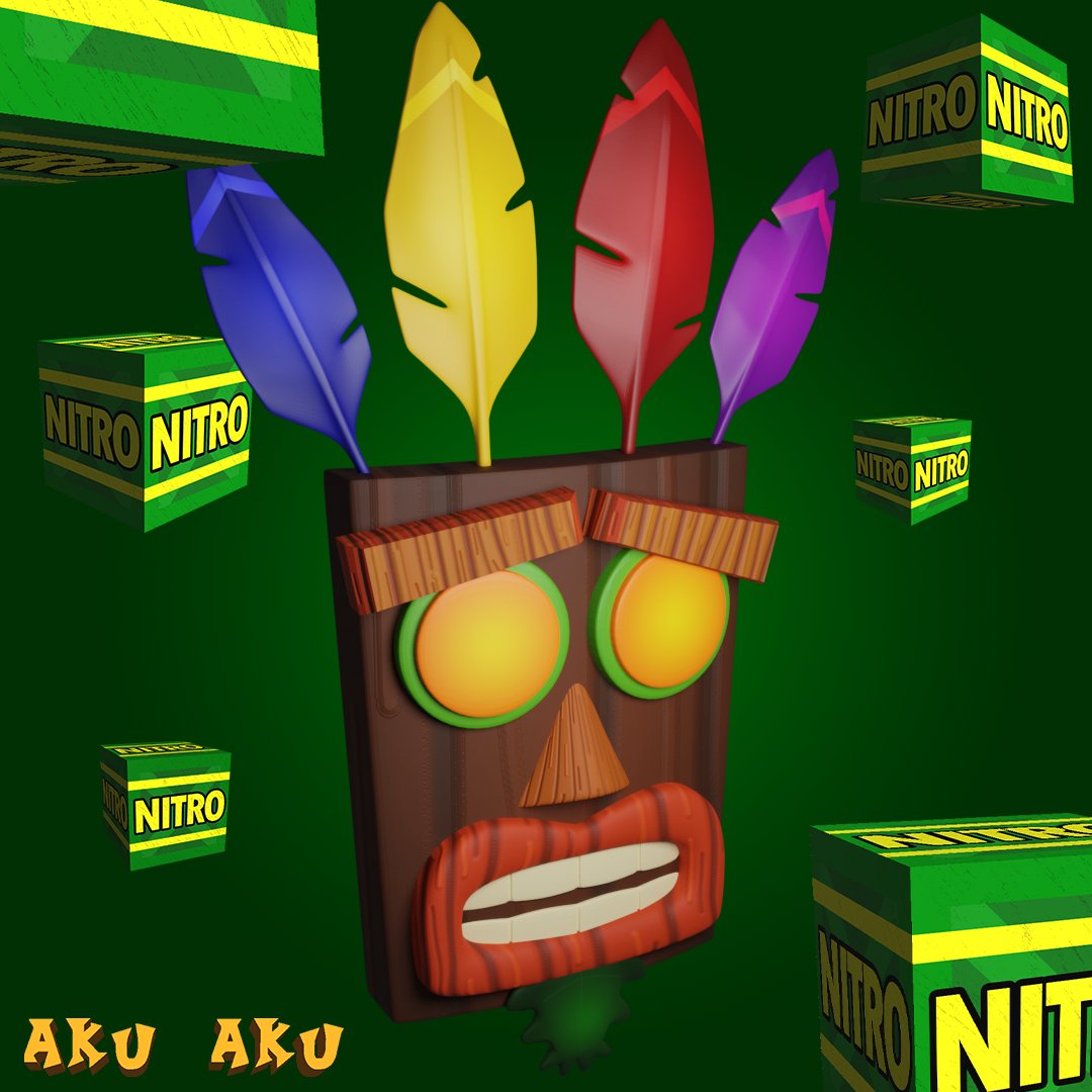 _florenst's tweet photo. Modelo 3D de Aku Aku hecho en Blender. El fondo, las cajas y el texto los hice con las herramientas 3D de Photoshop.
.
#3d #3dmodel #modelo3d #3dmodeling #modelado3d #blender #b3d #crashbandicoot #akuaku https://t.co/SAfyux7biz