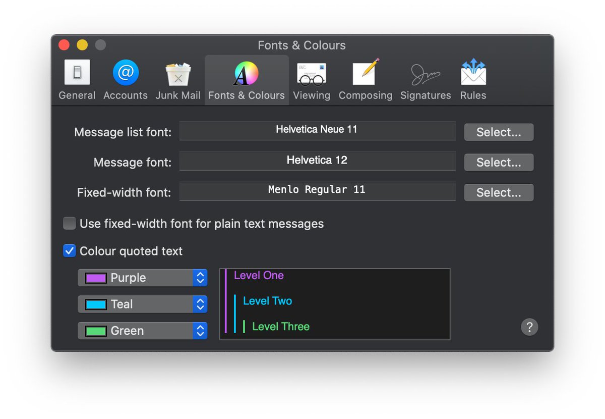 colmdc's tweet photo. @gruber Works fine here for whatever reason (macOS 10.15.1/Mail 13.0). https://t.co/Tgca2b82F3