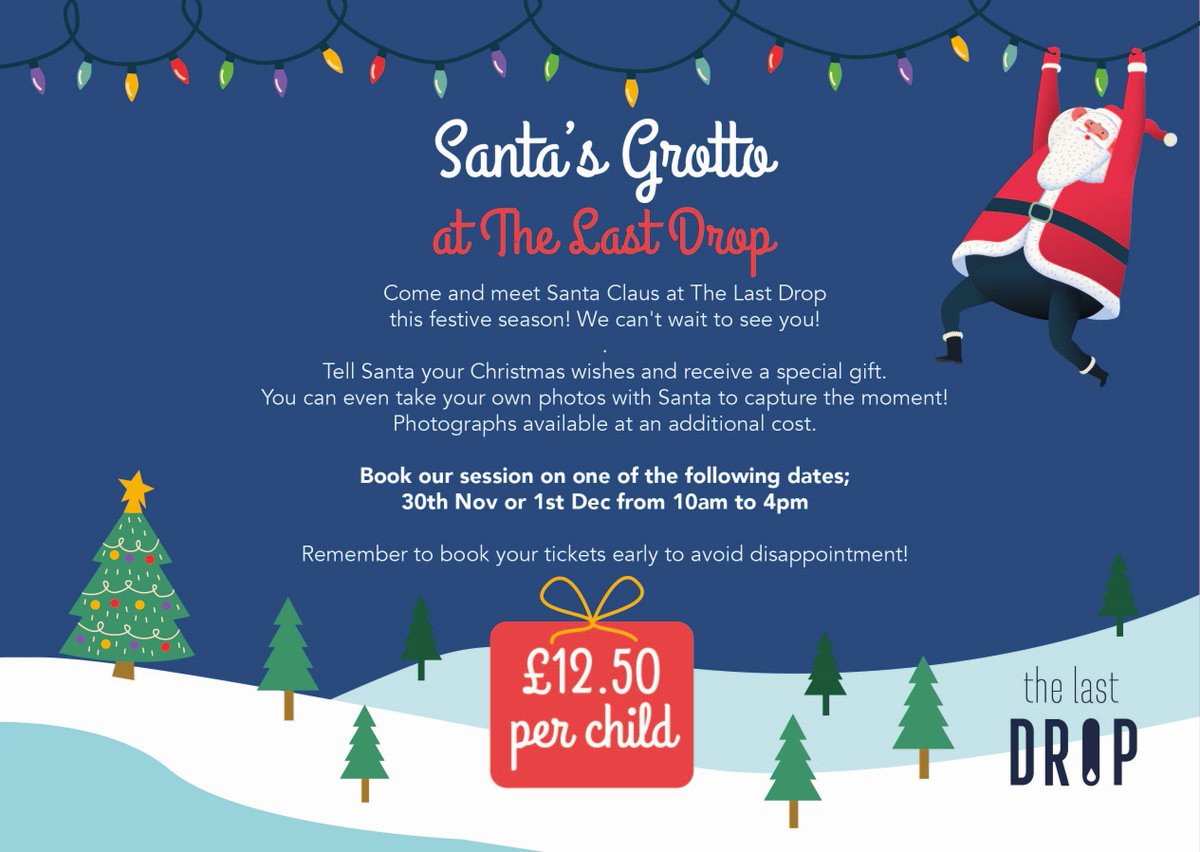 #dads #grandads #FathersDay #parent #family #BabyonBoard #NewMum #mumlife #InternationalWomensDay 

Come and Visit SANTA CLAUS at The Last Drop this festive season At The Last Drop in the Queen Elizabeth Park 

Book your tickets 
30th Nov and 1st Dec 
eventbrite.co.uk/e/the-last-dro…