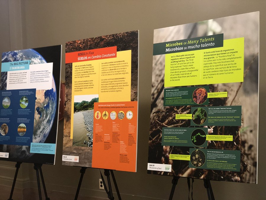 SSSA_soils's tweet photo. Dig It! Do-It-Yourself is on display *now* in the Exhibit Hall! Come learn how you can bring this free, downloadable display to your community. Help spread the knowledge about #soils. Funding provided by Agronomic Science Foundation. #ACSMtg #DigItDIY #ASF https://t.co/gn71pSSREW