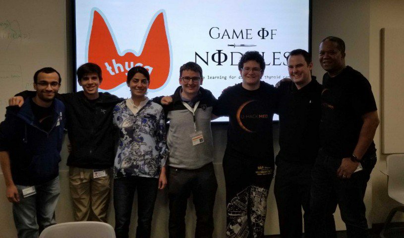 Daetwyler_St's tweet photo. A great #uhackmed is coming to a end with fantastic talks from all the teams. It was a great pleasure to play the game of nodules with team 2 on thyroid cancer identification from ultrasound images. https://t.co/fdhNONFpgF