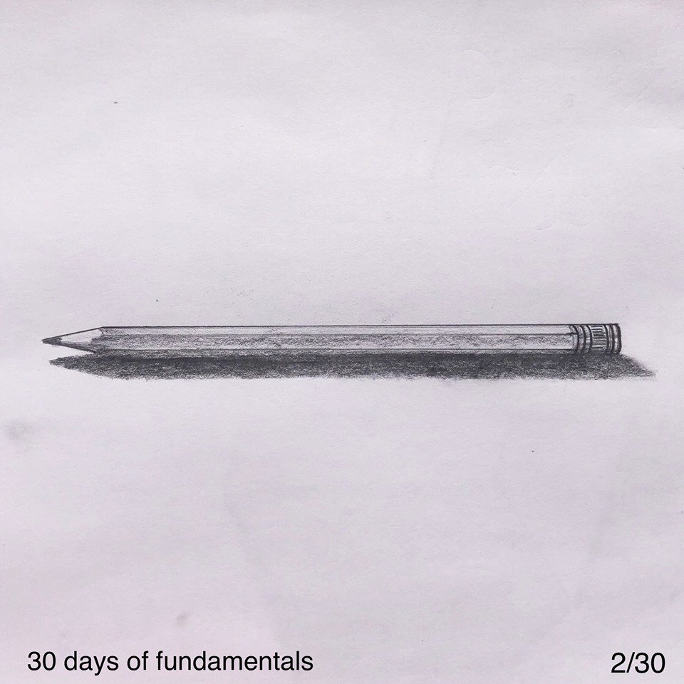 Day 2Took a picture of a pencil and drew it. Its a very simple object so I was able to make it look fairly real with minimal effort