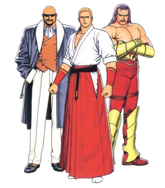 NBA Jam (the book) on X: The Boss Team -- Mr. Big, Geese Howard, and  Wolfgang Krauser -- poses in The King of Fighters '96 promo art.   / X