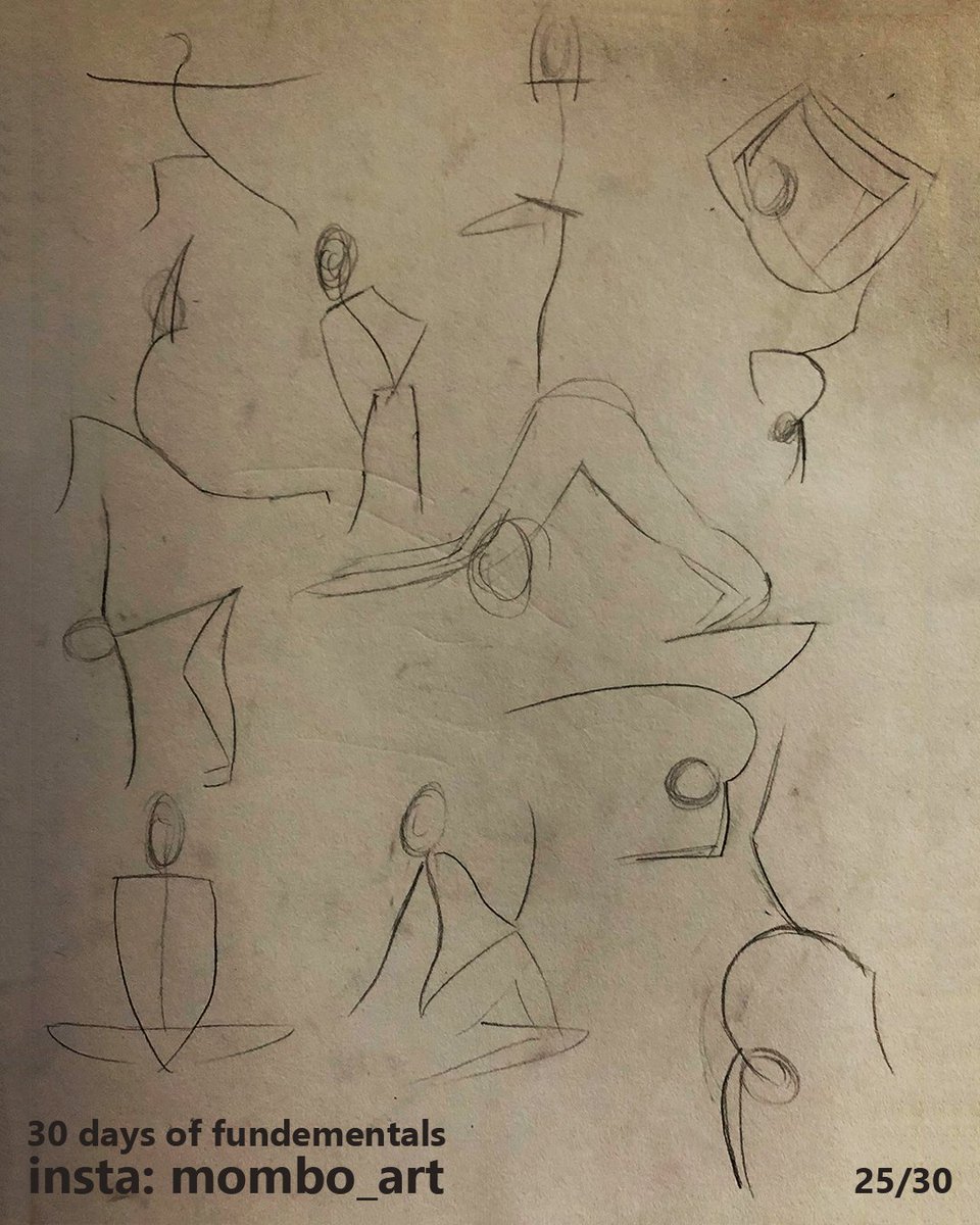 Day 25I was super burnt out I remember and did something suuuuper easy and chill. Gesture Drawings.Looked up some yoga poses and tried to capture their essence with gesture lines. some turned out ok