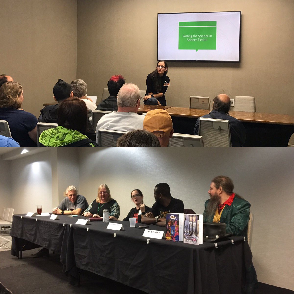 swordscientist's tweet photo. Another great weekend at #TusCon46 filled with awesome people and great panels. I’m always happy to see a good turn out for my solo talks and TusCon never fails to deliver! #scicomm #SciFiSunday https://t.co/IjVa5wJWTr