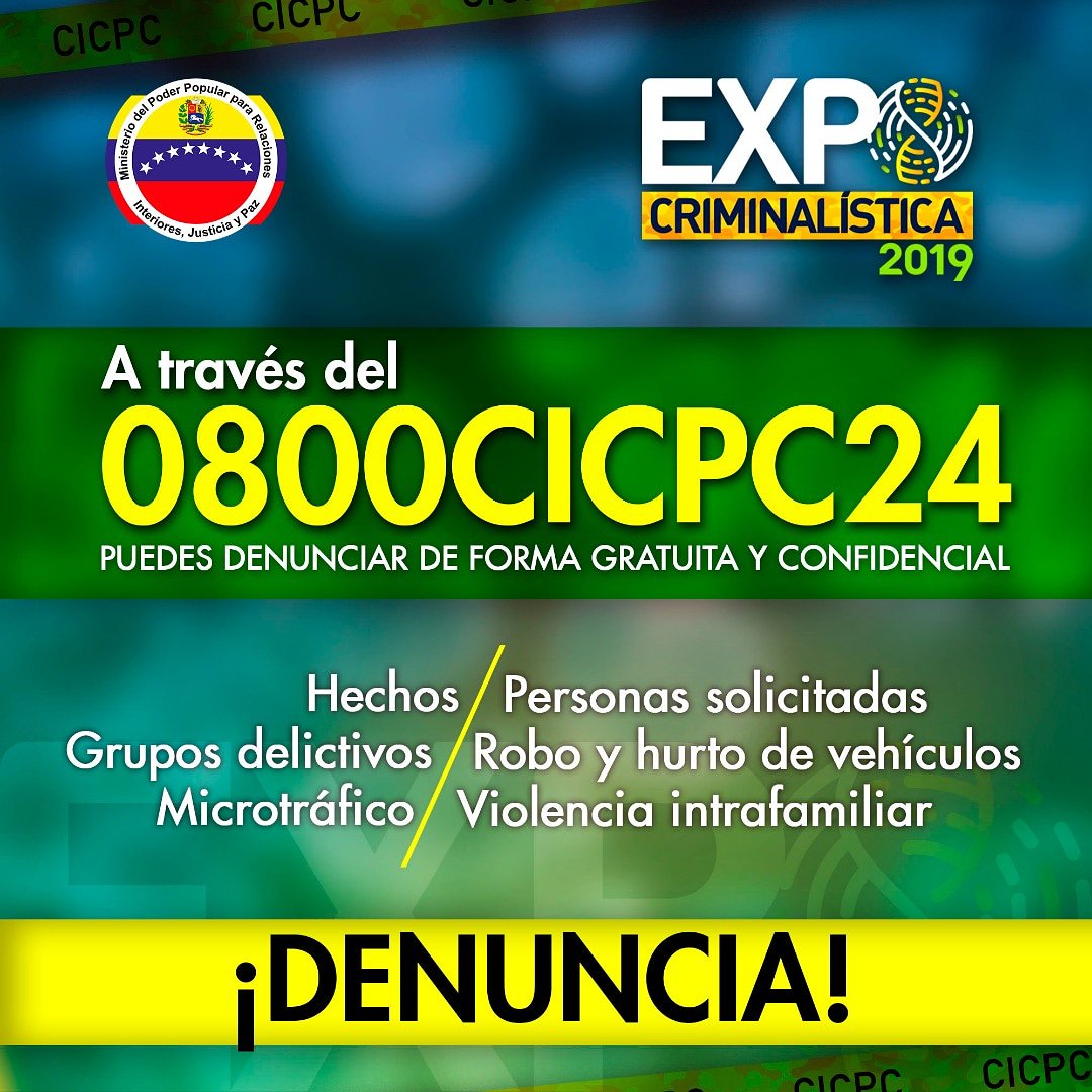Falta poco para la ExpoCriminalística 2019. No te la puedes perder. Del 14 al 17 de noviembre en el Poliedro de Caracas. ENTRADA GRATIS