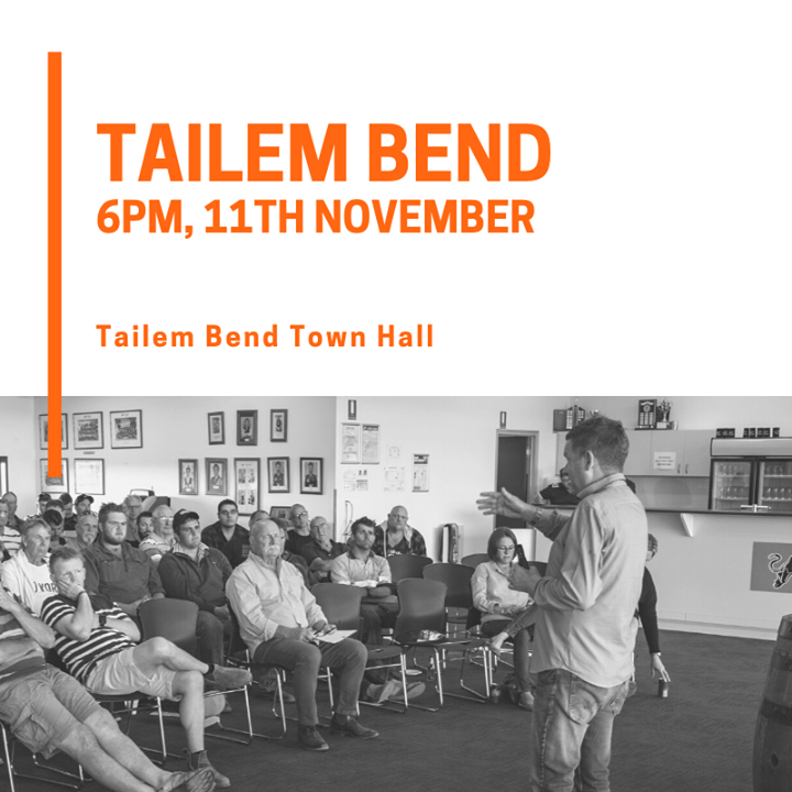 saveourmates's tweet photo. TAILEM BEND - TONIGHT
ROADSHOW #2
Anthony Hart and Dr Roma Aloisi

6pm BBQ for 6.30pm start // Tailem Bend Town Hall.

BOOK your tickets - https://t.co/NhcP9uso72

Proudly supported by @countrysaphn 

#lookoverthegatesaveamate #saveourmates #mindhealth https://t.co/jIBgUUgo9x