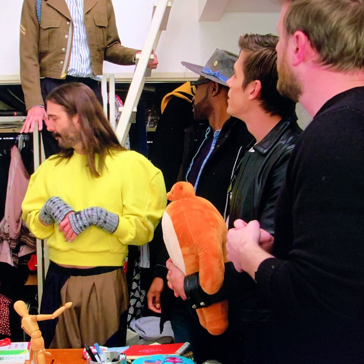 Antoni recruited Pip - it’s now The Fab 6! #queereye #netflix #fab6 #inthewild #PipTheBear #THK #tinyheadsbighearts #plush #toy #spiritanimal @queereye @antoni @tanfrance @jvn @karamo @bobby @THK_FanClub