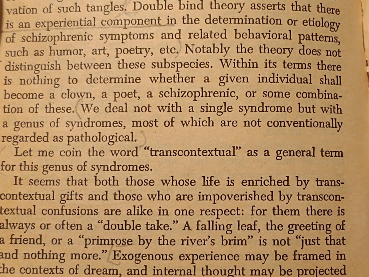 Drkensilvestri's tweet image. "We deal not with a single syndrome but with a genus of syndromes, most of which are not conventionally regarded as pathological. Let me coin the word ' #transcontextual' as a general term for the genus if syndromes." #GregoryBateson

#Doublebind
#Ecologyofmind p.272