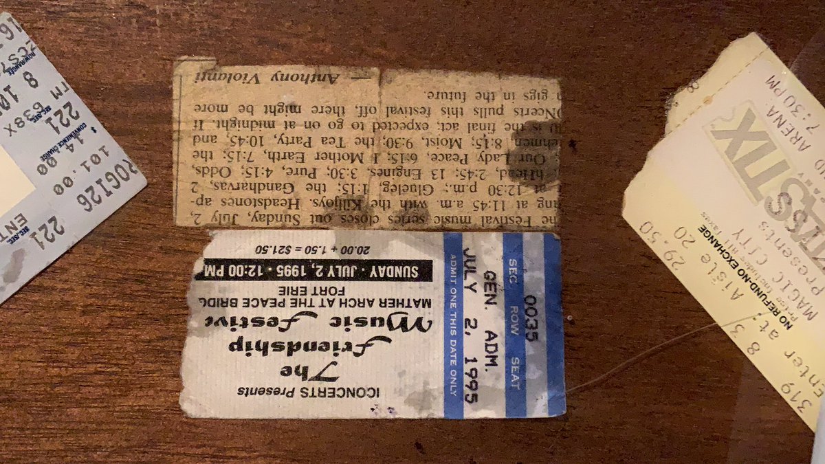 shawnhaley33's tweet photo. Possibly the best concert ever #killjoys #headstones #glueleg #gandharvas #hhead #13engines #imotherearth #ourladypeace #odds #thewatchmen #moist #teaparty #54-40 #pure 7/2/95 $20 bucks https://t.co/r2Flp0voJj