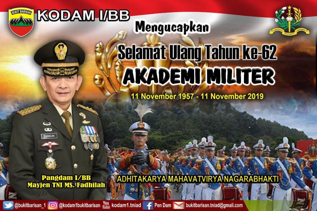 Korem033's tweet image. KODAM I/BB MENGUCAPKAN SELAMAT HUT KE-62 AKADEMI MILITER korem033wp.mil.id/2019/11/11/kod…