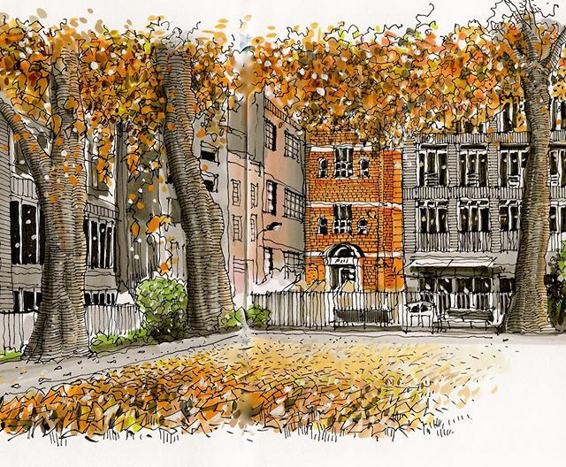 Hoxton Square. Autumnal colours. Fineliner and Promarker colour. .
.
.
.
.
.
.
.
.
.
.
.

#shoreditchsketcher #sketch #sketchbook #sketching #sketches #sketchers #sketches #sketchdrawing #illustrationsketch #londonsketchbook #london  #architecturesketch … ift.tt/33BHdRg