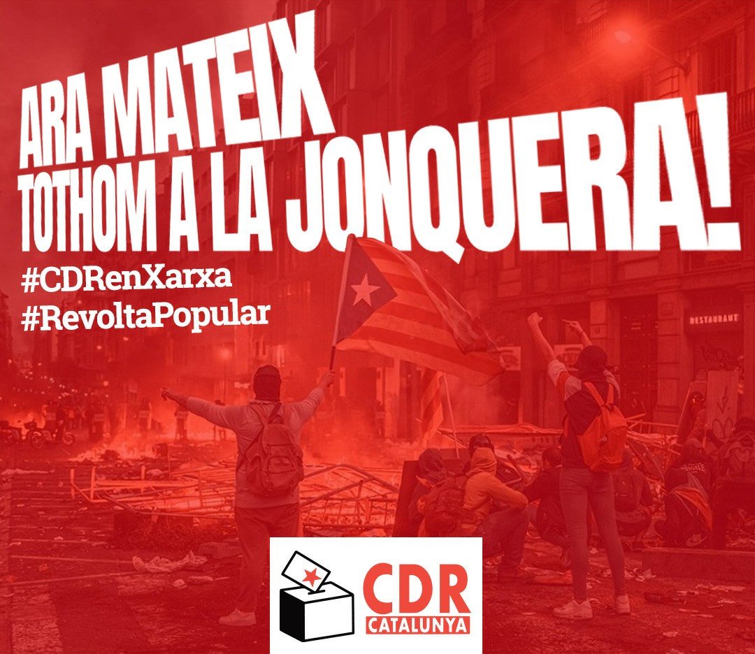 🚨 TOTHOM A LA JONQUERA!

🚧 Els #CDRenXarxa ens unim al bloqueig de #LaJonquera i cridem a la mobilització massiva per fer-lo permanent!

🔥 La flama de la #RevoltaPopular no s'apaga!