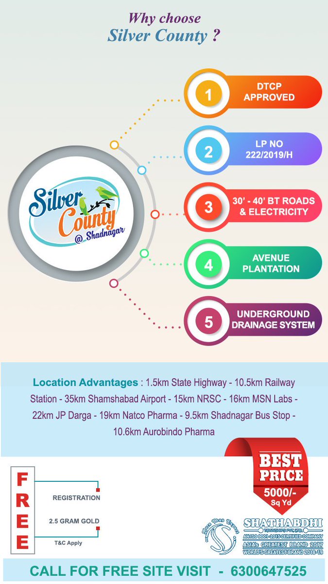seoarjun's tweet photo. You are invited to
Launching Ceremony of #SilverCounty
on Sunday 17th November 2019m 10am Onwards

Invest in most happening destination - Shadnagar
#SilverCounty is being developed as a small county with essential basic infrastructure.
#SilverCounty is a smart investment. https://t.co/X7VAO8cz8A