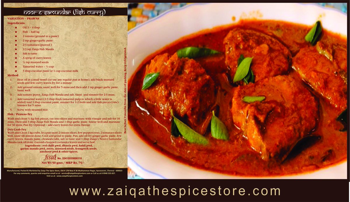 Add the Zing to your Seafood with Zaiqa The Spice Store's Fish Masala 
zaiqathespicestore.com
#zaiqaspices #zaiqamasala #indianmasalapowders #indianspices #tastymasalas #indiangravies 
#indiancooking #seafoodmasala #fishmasala #grilledvegs #bestspicebrand #premiumspices #chennai