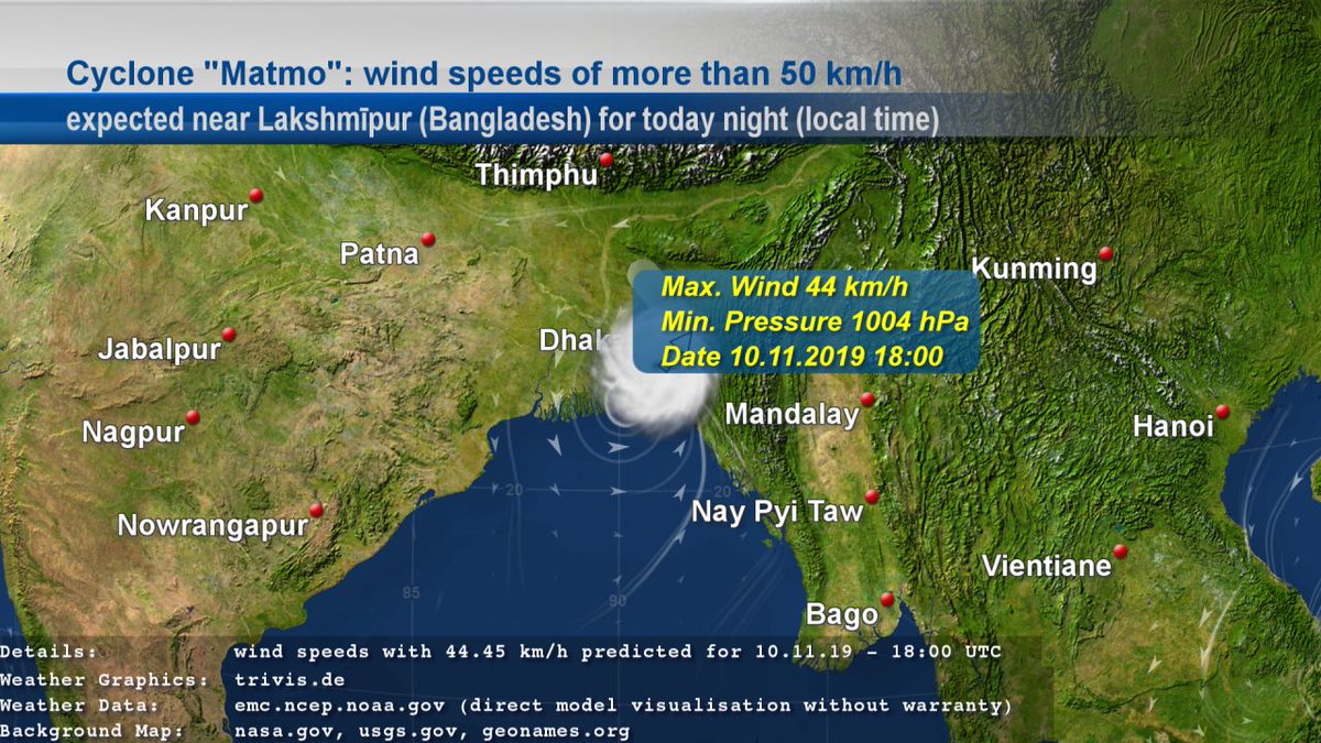 44 Km From My Location Askmeteo On Twitter: "We Also Follow Cyclone "#Matmo". Emc Gfs Data  Contains #Weather Of Type "#Strongwind" With Wind Speeds Of More Than 50 Km/H  Near #Lakshmīpur (#Bangladesh) For Today Night Given In