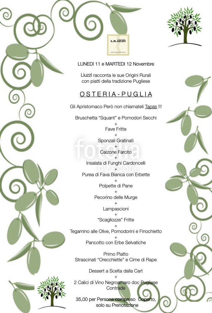 Lunedì 11 e Martedì 12 Novembre ⁠
alla locanda Liuzzi si viaggia nel Passato⁠
O S T E R I A - P U G L I A ⁠
per info e prenotazioni 0541830100.⁠
.⁠
.#locandaliuzzi  #foodporn #yummy #instafood  #foodstagram #foodgasm  #michelinguide ⁠#weareinpuglia #inchiostrodipuglia⁠
