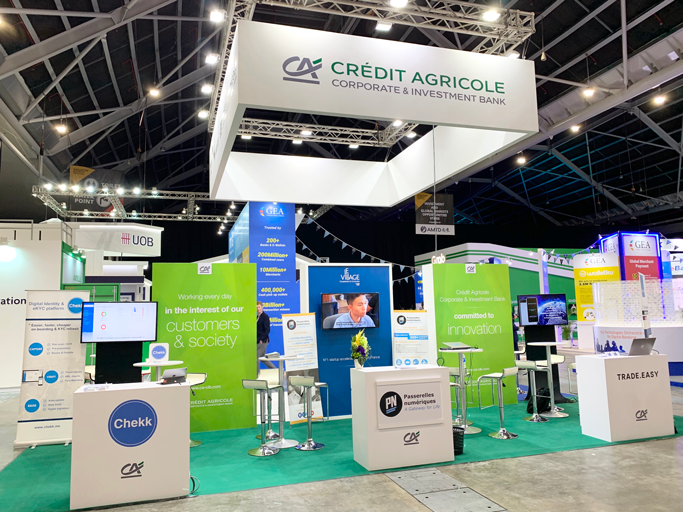 CA_CIB_EN's tweet photo. The #SgFinTechFest is beginning! This year we are hosting 2 #startups from @Credit_Agricole’s #startupaccelerator @LeVillagebyCA: Chekk &amp; @tradeeasysaas. Learn more about their #innovations at our booth 2T17.  #SFFxSWITCH https://t.co/3IN3jCivcs