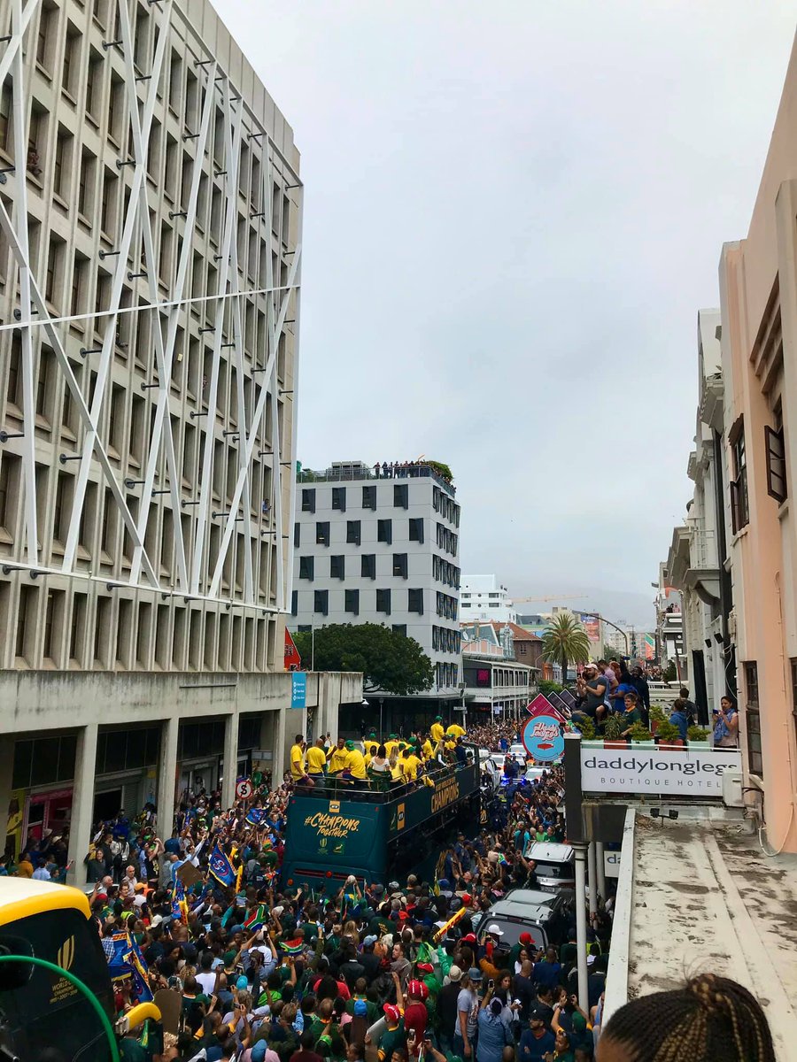 The atmosphere in #CapeTown for the <a href="/Springboks/">Springboks</a> World Cup parade is unbelievable!!! 🏉🇿🇦 I'm proud to be South African! 
#SpringboksTour