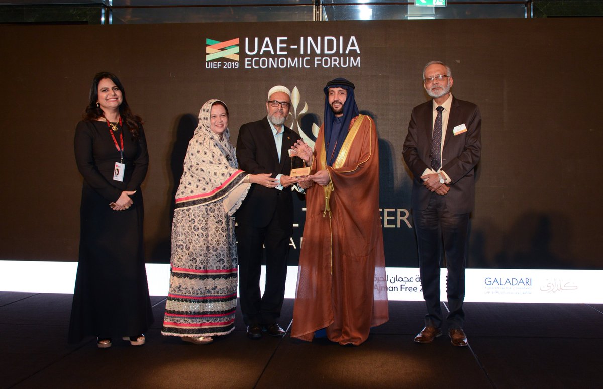 Dr. Mustafa Taher, Henwood Sanitary and General Trading were facilitated with the award of Outstanding Business at the Qadat Al Tagheer Awards. A big congratulations to them.

Looking for more #UIEF2019 highlights? Catch them all: aieforum.com
 
#UAE #India #investment